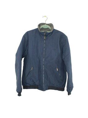 LL Bean Warm Up Jacket Fleece Lined Blue Lightweight Coat Casual Outdoor Medium